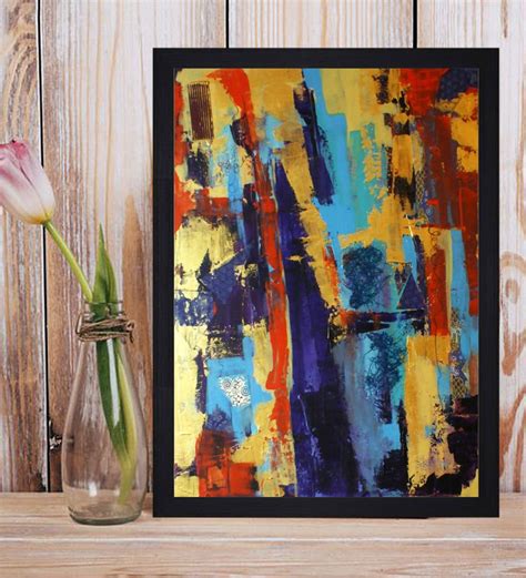 Buy Blue Abstract Painting Textured Paper Scratchdust Proof Framed