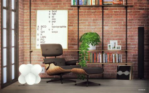 Alachie And Brick Sims Eames Lounge Chair Sims 4 Cc Furniture Living
