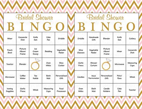 60 Bridal Bingo Cards Blank And 60 Prefilled Cards Printable Etsy