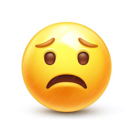 Premium Vector Sad Emoji Unhappy Yellow Face With Furrowed Eyebrows