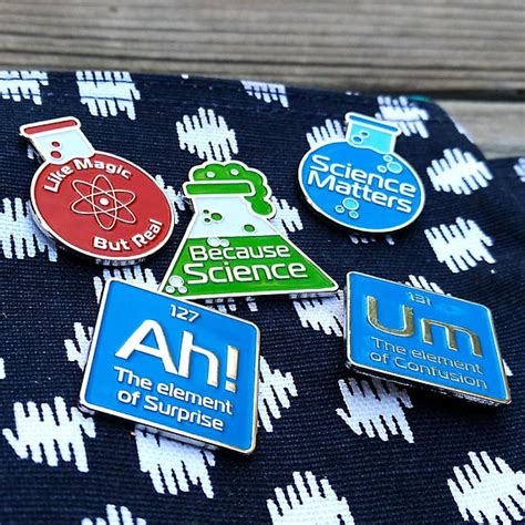 Science Enamel Pins Set Of 5 Pins Periodic Elements Lapel Science Pins