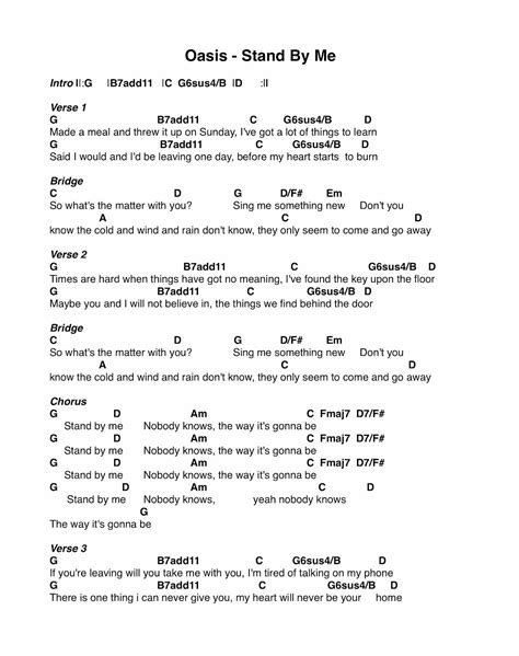 Guitar Lessons Oasis Stand By Me Guitar Lesson Chords