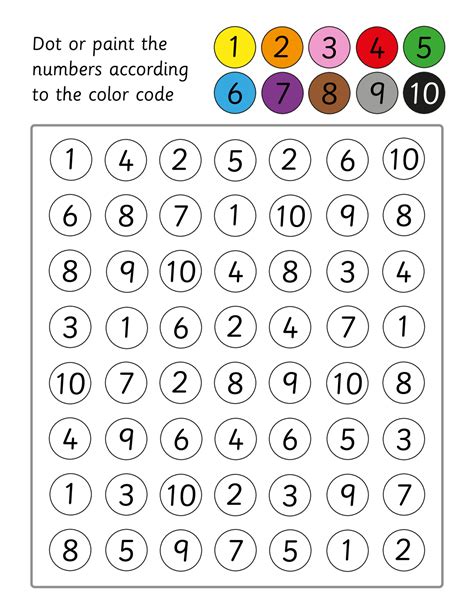 Educational Game For Kids Dot Or Paint The Numbers By Color Code
