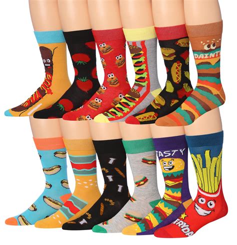 James Fiallo Mens 12 Pairs Funny Funky Crazy Novelty Colorful Patterned Dress Socks M207 12