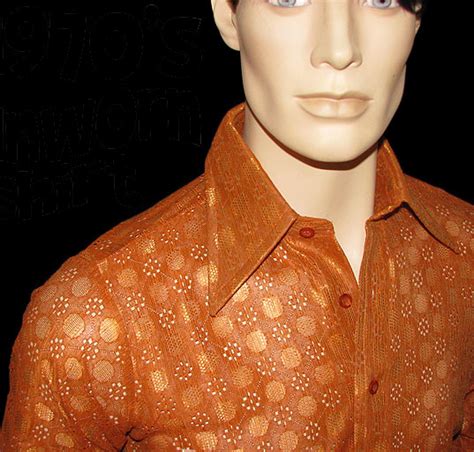 70s Vintage Copper Long Collar Disco Shirt Mens Xl Snug Dressthatman