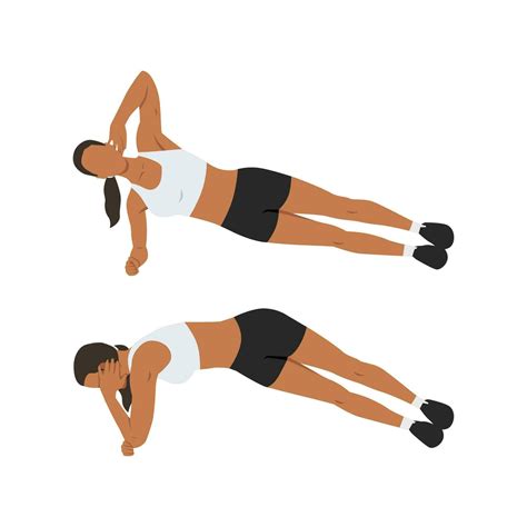 Woman Doing Side Plank Rotations Or Elbow Twists Exercise 26751820