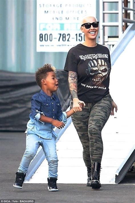Amber Rose Wears Camo Joggers As She Plays With Her Son Sebastian