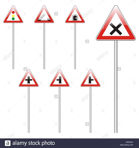 Isolated European Road Signs Stock Photo Alamy