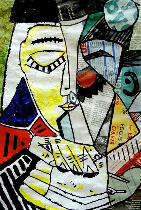A Portrait By Picasso Made With Collage Retrato Cubista Cubismo