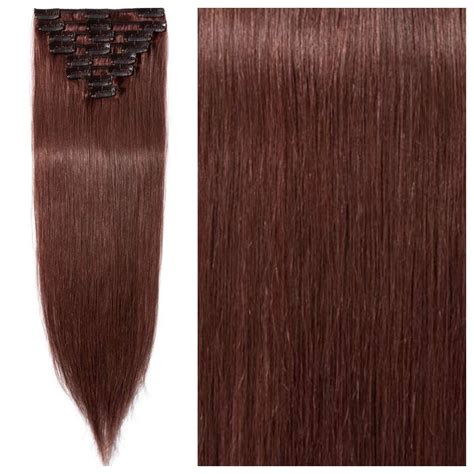 Auburn Brown Hair Extensions 26 Clip In Remy Human Hair Double Weft Glam Hair Extensions