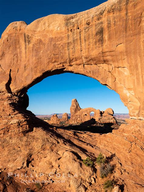 Turret Arch Through North Window At Sunrise Arches National Park Utah