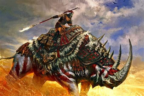 War Rhino Warrior Fantasy Magic Rhino Hd Wallpaper Peakpx