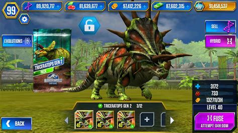 Triceratops Gen Unlocked X Level Jurassic World The Game Youtube