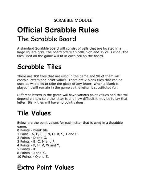 Scrabble Module Scrabble Module Official Scrabble Rules The Scrabble