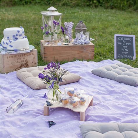 Purple Picnic Reception Decor In Manhattan Ny Photography By Image Singuliere More