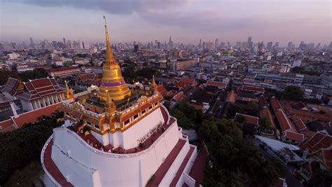 The hill on which the golden mountain temple stands nowadays resulted from a previous building that. Golden Mountain Temple In Bangkok, Thailand Stock Footage ...