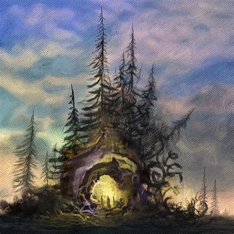 Trees Cave Portal Silhouettes Canvas Art Hd Phone Wallpaper Peakpx