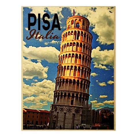 Tower Of Pisa Ltaly Postcard Vintage Travel Posters