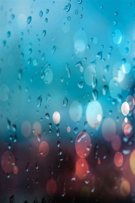 Rain Drops Macro Glare Blur Smooth Surface Moisture Glass