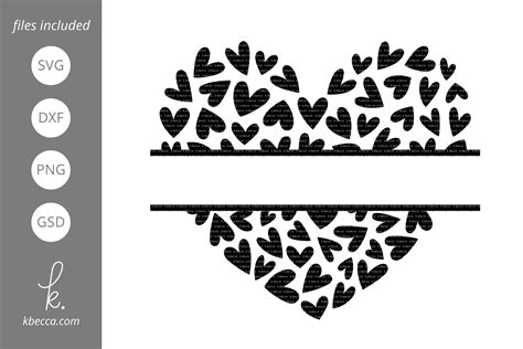 Heart Of Hearts Split Monogram Frame Svg Cut Files
