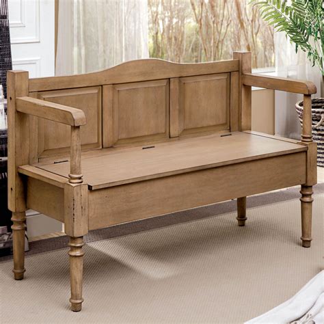 Furniture Of America Lantana Wooden Storage Bench Weathered Natural