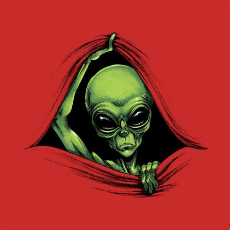 Scary Peeking Alien Coming Out Of Your Wherever Alien T Shirt