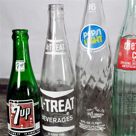 Instant Collection Of 8 Vintage Glass Soda Bottles