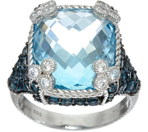 Judith Ripka Sterling Silver 1650 Cttw Blue Topaz Monaco Ring —