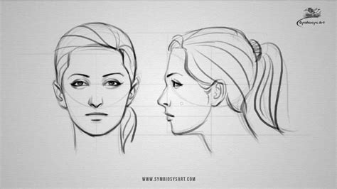 How To Draw A Female Face Front And Side View Youtube