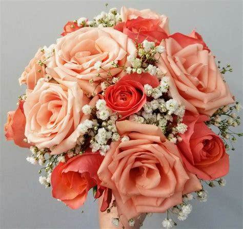 Peach And Coral Rose Bouquet