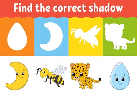 Premium Vector Find The Correct Shadow Draw A Line Education
