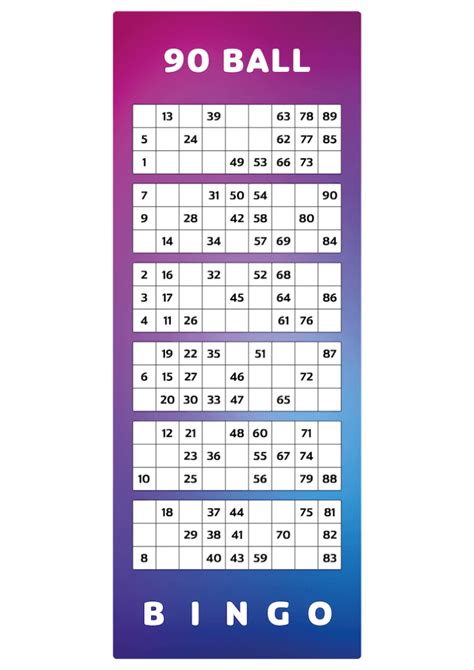 Printable Bingo Cards Up To 90