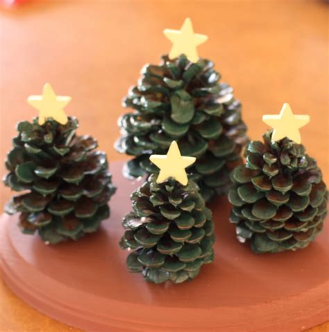 Kids' Craft: Pine Cone Christmas Tree Village Decoration - Somewhat Simple