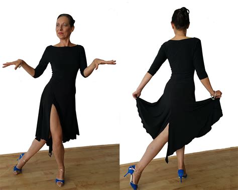 Dr147 Argentine Tango Dress With 3 4 Sleeve And Two Slits Etsy Uk