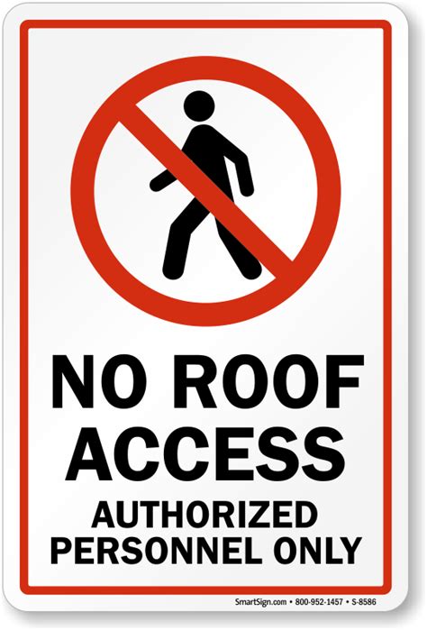 roof access sign authorized personnel  sign sku