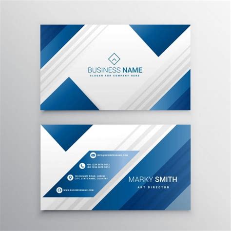 Geometric Business Card With Blue Shapes Eps Vector Uidownload