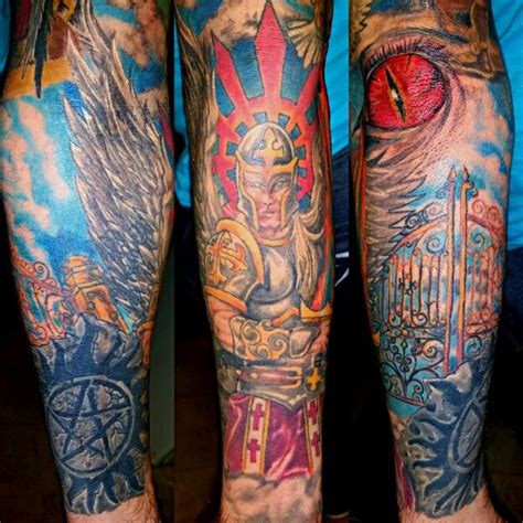 Forearm Part Of Good And Evil Tattoo Sleeve Tattoo