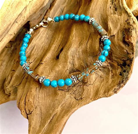 thin turquoise bracelet real turquoise bracelet layering etsy