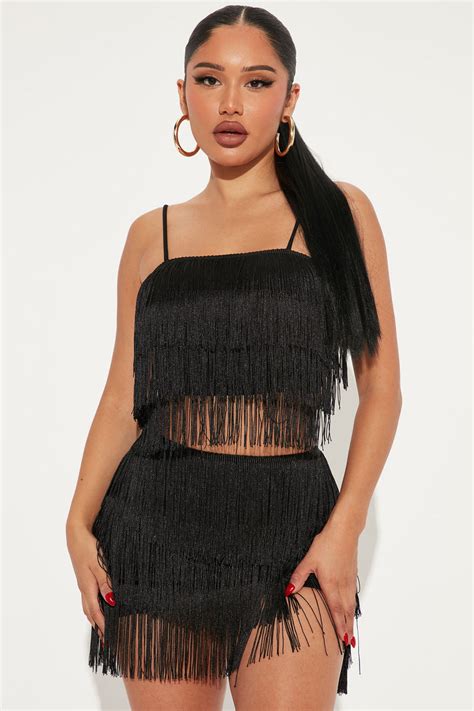 Forever Fringe Skirt Set Black Fashion Nova Matching Sets Fashion Nova