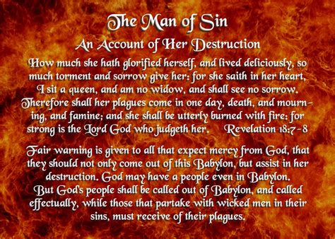 The Man of Sin - An Account of Her Destruction - Revelation 18:7-8 How