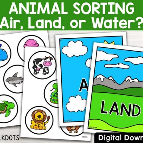 Animal Sort Air Land And Water Animals Animal Sorting Etsy Singapore