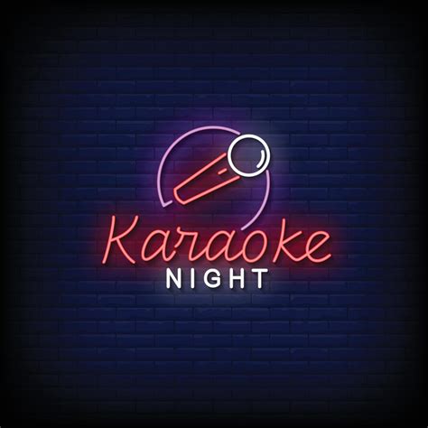 Karaoke Night Neon Sign On Brick Wall Background Vector Vector