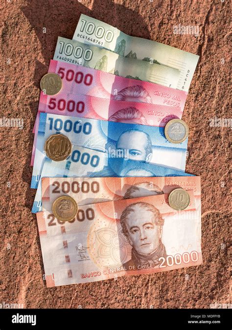 Close Up Of Chilean Money With 1000 5000 10000 And 50000 Peso
