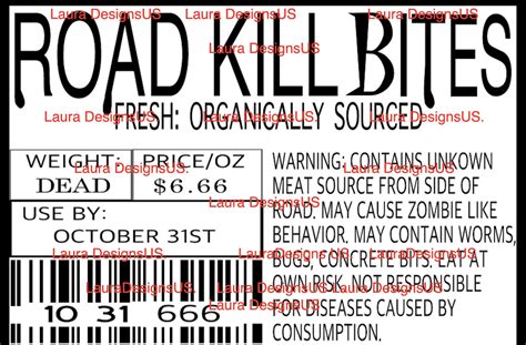 Roadkill Fake Meat Label Bundle Road Kill Bites Road Kill Etsy