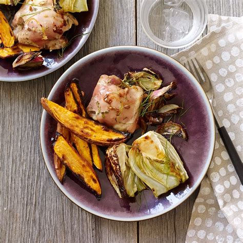 Lemon Thyme Roast Chicken With Sweet Potatoes And Fennel Recipes Ww Usa