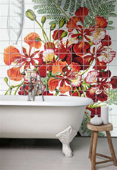 Botanical Bathroom Tile Murals Painting Tile Bathroom Tile Mural