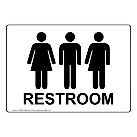White Restroom Sign With Gender Neutral Symbol Rre 25344 Blackonwhite
