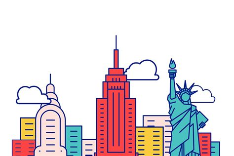 iconic new york buildings custom designed illustrations ~ creative market