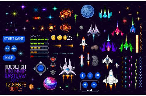 Space Game Asset 8 Bit Pixel Art Masterbundles