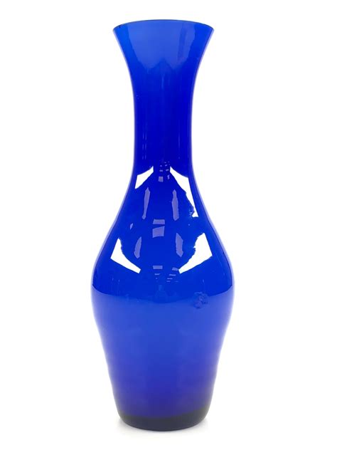 Lot Mid Century Modern Swedish Blue Cased Glass Vase